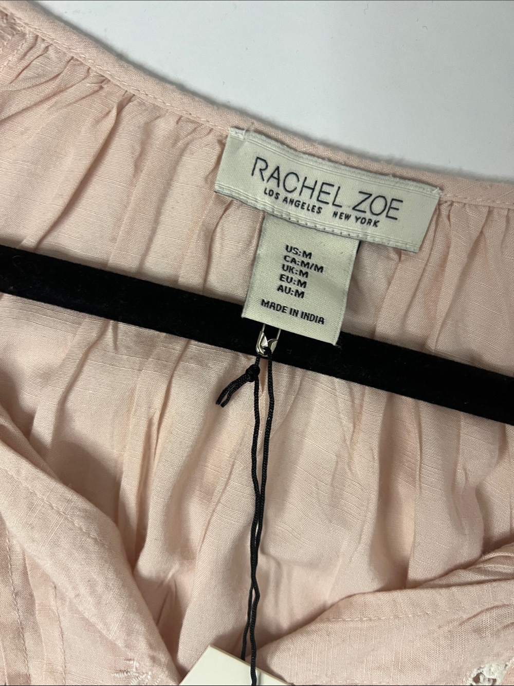 Rachel Zoe Soft Blush Embroidered Peasant Top Womens size M - Picture 2 of 11